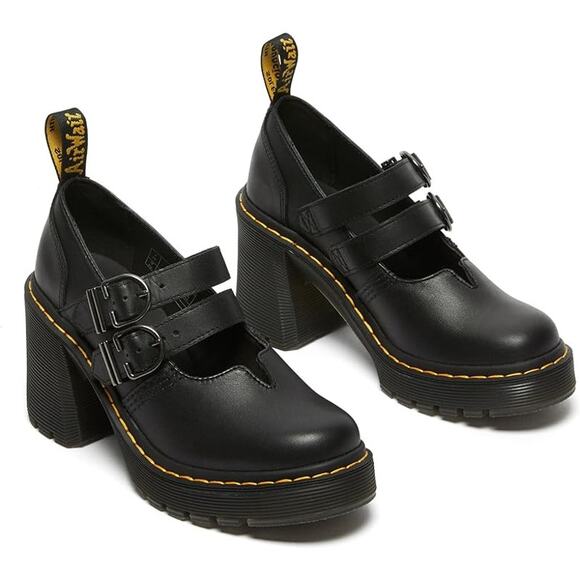 Doc Martens Eviee Mary Jane Platform Heels Shoes Leather Size 8 - Picture 2 of 5